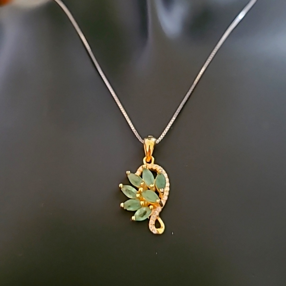 Natural Green Emerald .925 Sterling Silver Necklace